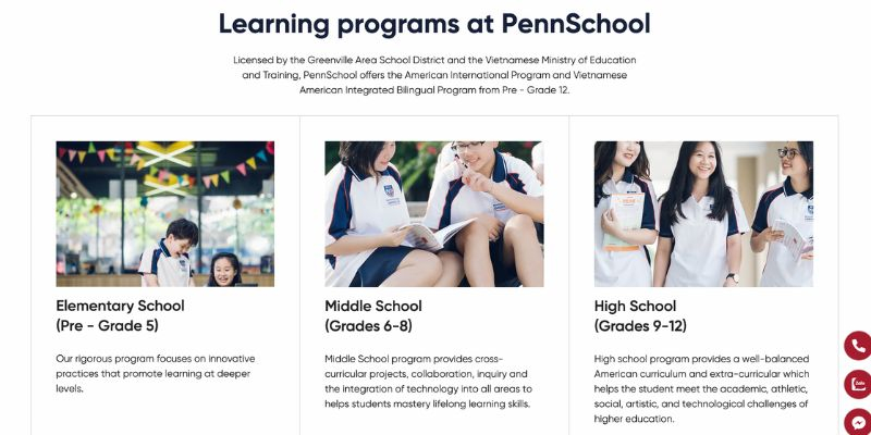 Screenshot of https://pennschool.edu.vn/