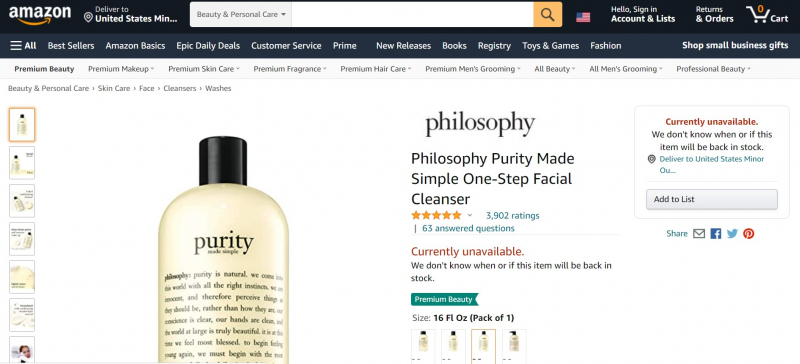 Philosophy Purity Made Simple Cleanser, https://www.amazon.com/