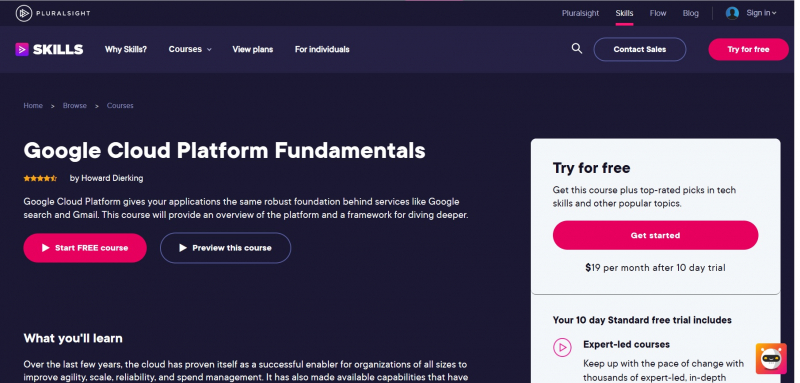 Screenshot of https://www.pluralsight.com/courses/google-cloud-platform-fundamentals