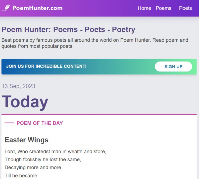Screenshot of https://www.poemhunter.com/