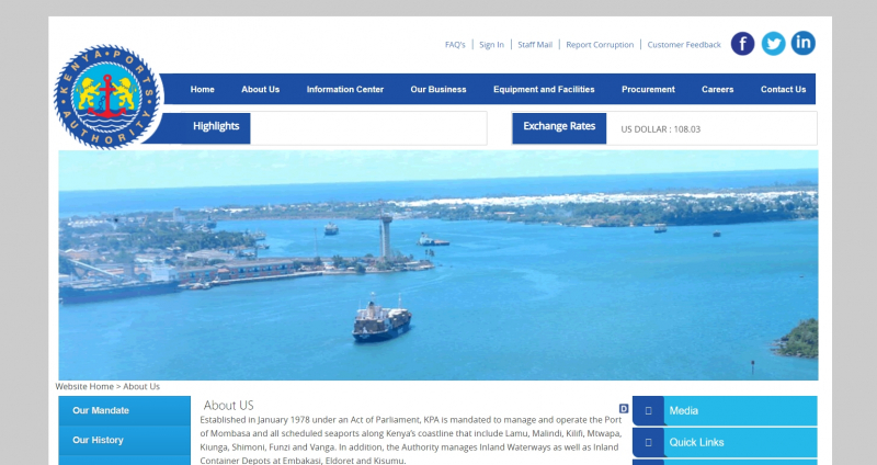 Port Kenya Mombasa Website