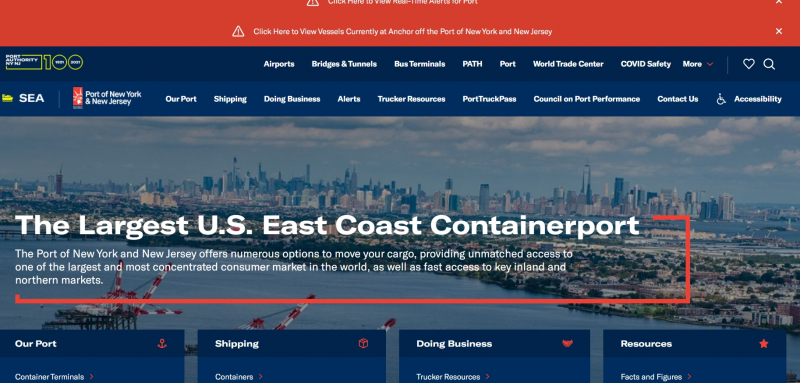 Port of New York and New Jersey Website