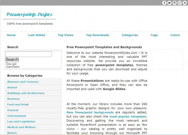 Screenshot of http://www.powerpointstyles.com/