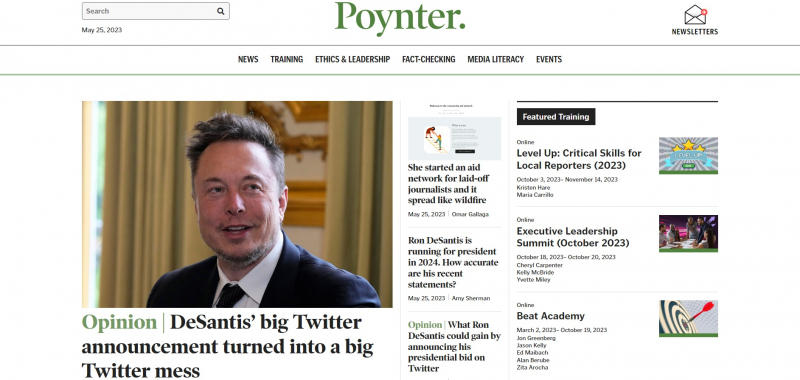 Screenshot of https://www.poynter.org/