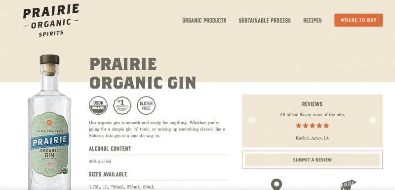Screenshot via https://prairieorganicspirits.com/organic-products/prairie-organic-gin/