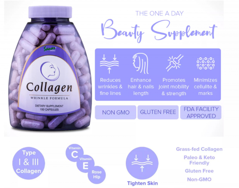 Premium Collagen Pills with Vitamin C, E - 150 Capsules. Photo: lazada.com.ph
