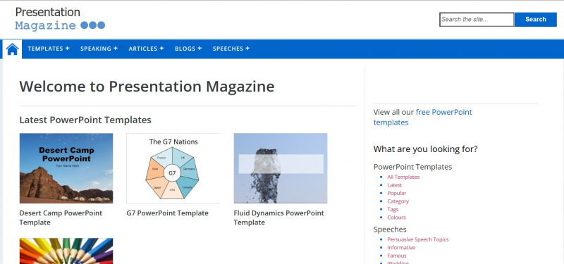 Screenshot of https://www.presentationmagazine.com/