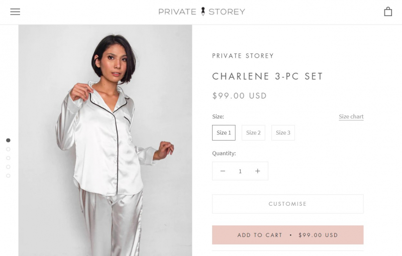 Screenshot of https://privatestorey.com/collections/sleeveless-set/products/charlene-snow-white-privatestorey-sleepwear-set