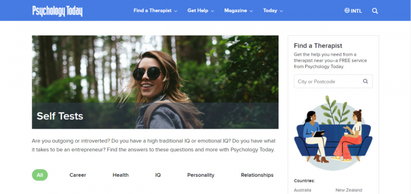 Screenshot of https://www.psychologytoday.com/intl/tests
