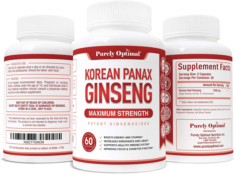 Purely Optimal Premium Korean Red Ginseng Capsules. Photo: amazon.com