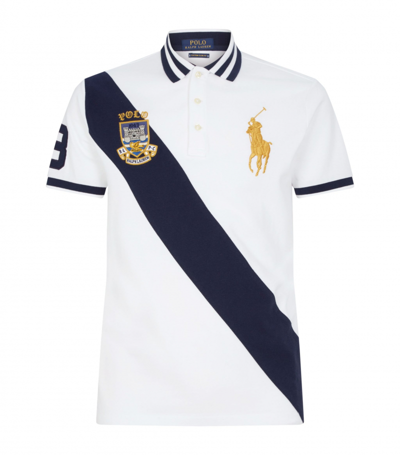 White Stripe Logo Polo Shirt