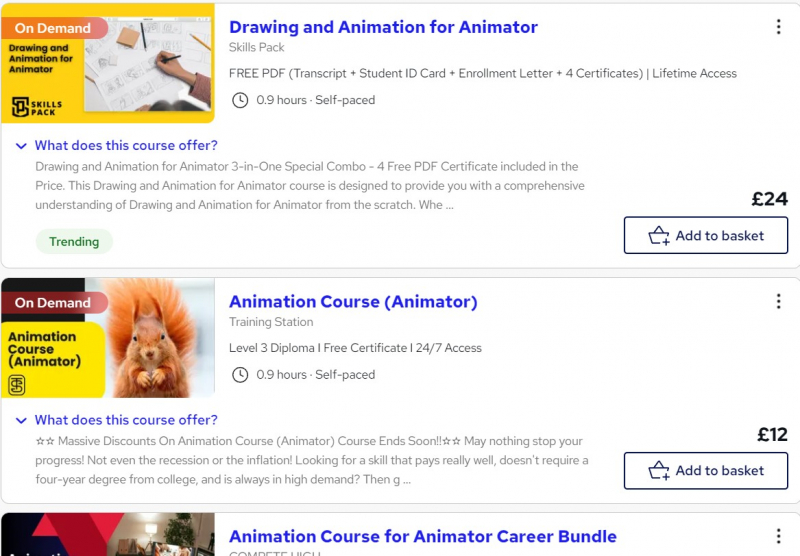 Reed's animation courses