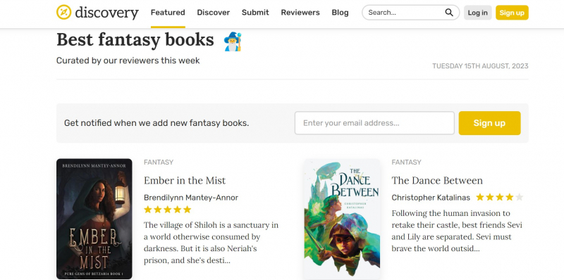 Screenshot of https://reedsy.com/discovery/best-fantasy-books