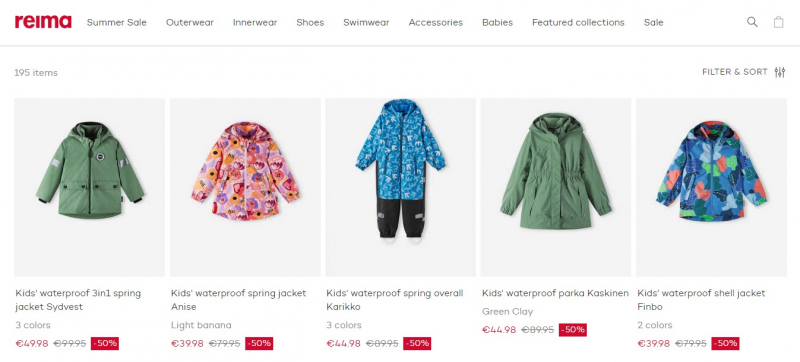 Screenshot of https://www.reima.com/en/collections/kids-outdoor-clothes