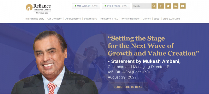 Screenshot of www.ril.com
