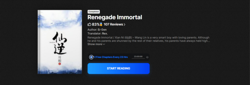Screenshot of https://www.wuxiaworld.com/novel/renegade-immortal