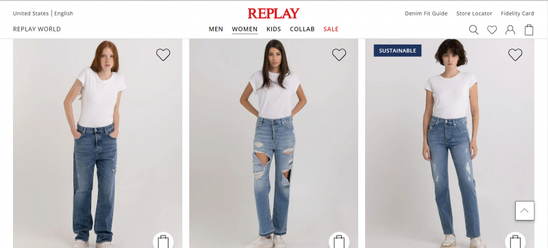 Screenshot of https://www.replayjeans.com/us/women/jeans/