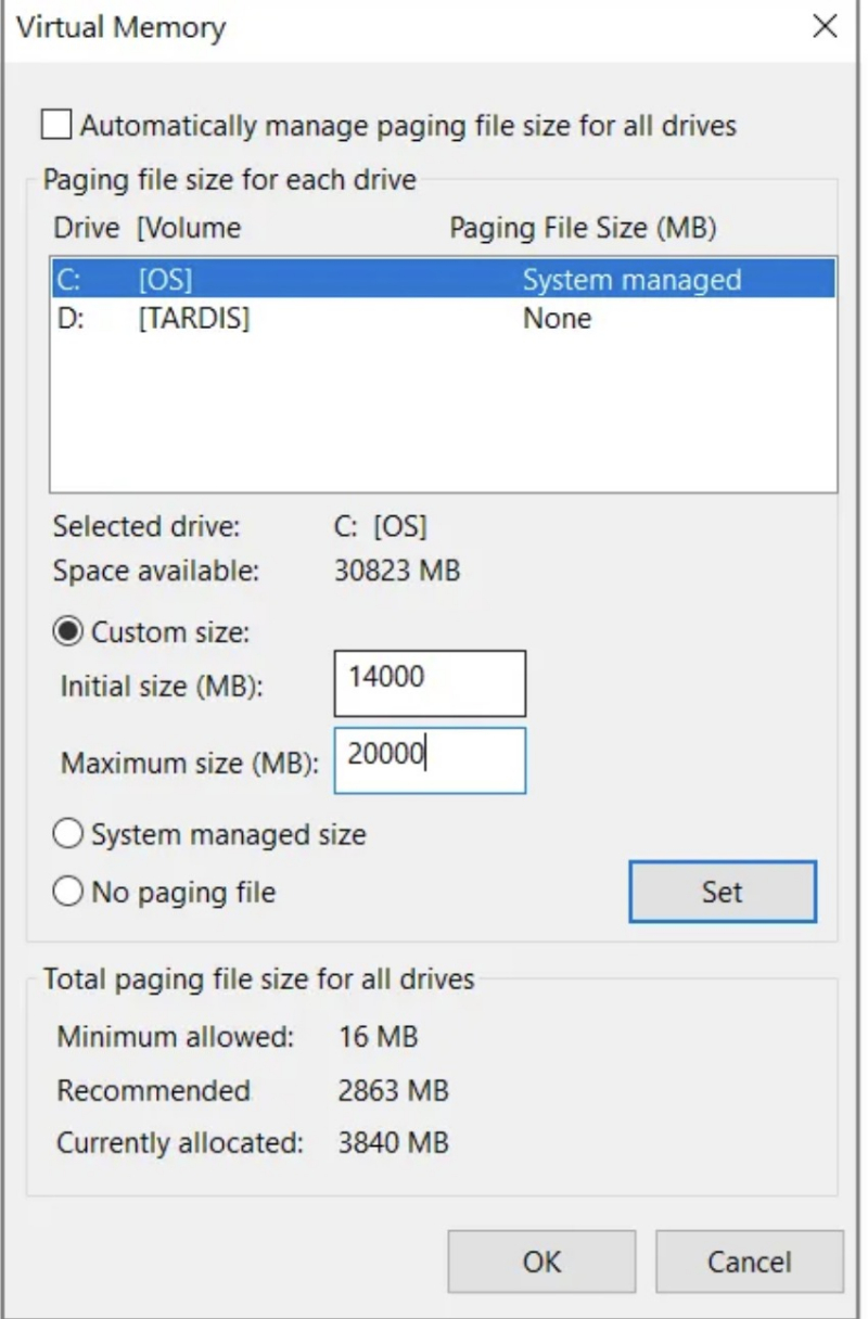 Reset Virtual Memory