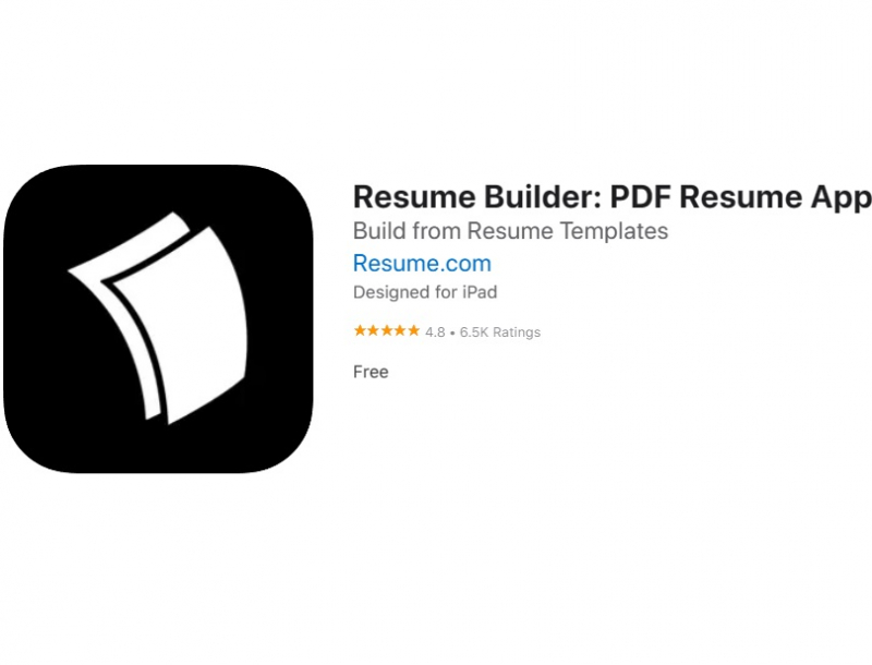 Screenshot via https://apps.apple.com/us/app/resume-builder-by-resume-com/id1527659872?platform=iphone