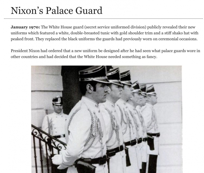 Photo: Richard Nixon Once Had The White House Guard Dress In Fancy White Uniforms - twitter