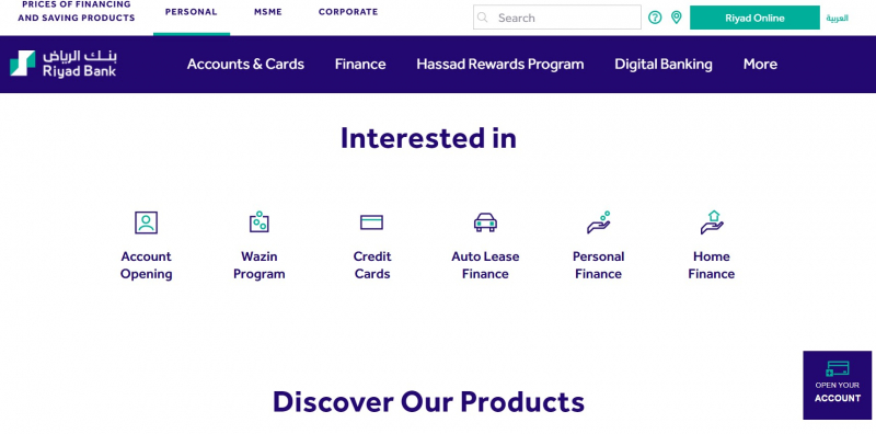 Screenshot of https://www.riyadbank.com/en/personal-banking