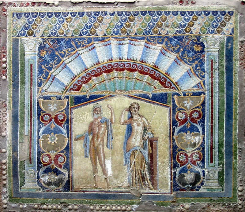 Neptune and Salacia in a mosaic, Herculaneum -en.wikipedia.org