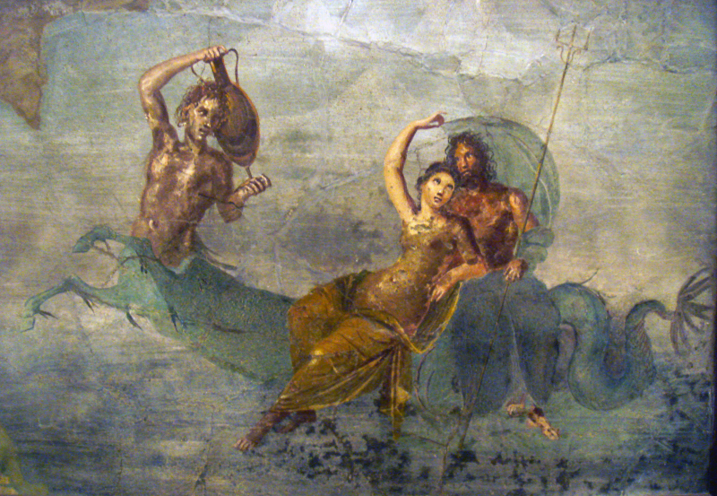 Centaur, Salacia and Neptune, fresco from Pompeii, AD 50–79 -en.wikipedia.org