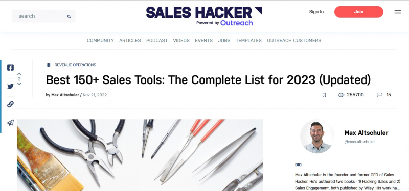 Screenshot of https://www.saleshacker.com/sales-tools/