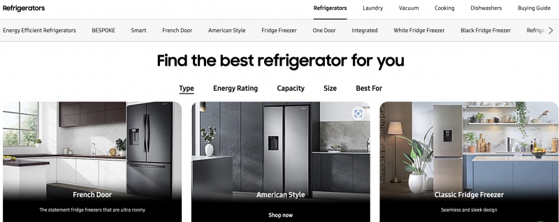 Screenshot via https://www.samsung.com/uk/refrigerators/
