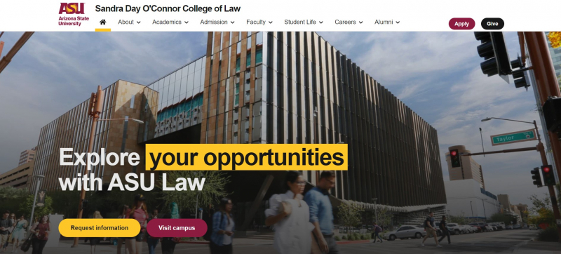 Screenshot of https://law.asu.edu/