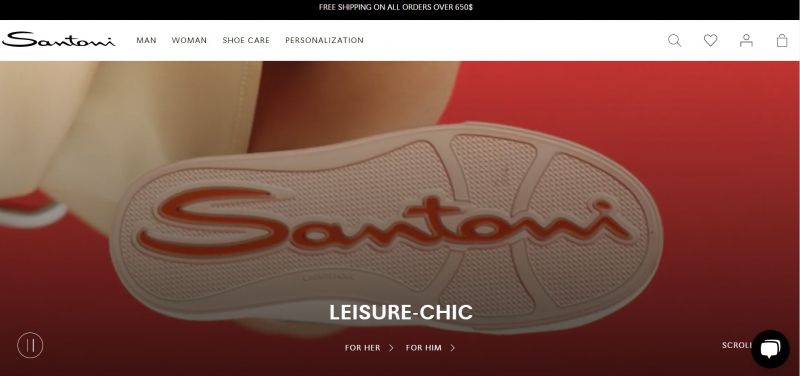 Screenshot of https://www.santonishoes.com/