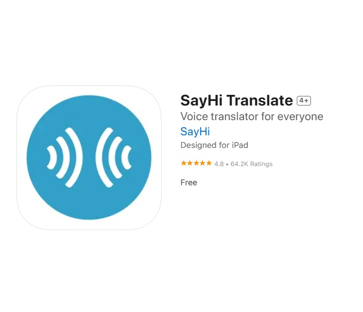 Screenshot via https://apps.apple.com/us/app/sayhi-translate/id437818260