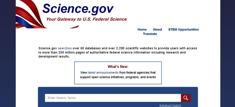 Screenshot via Science.gov