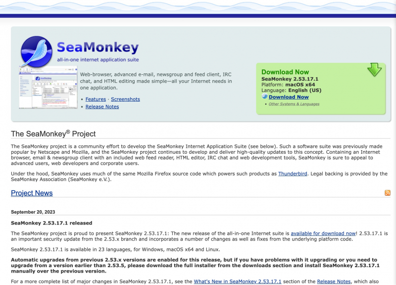 Screenshot via www.seamonkey-project.org