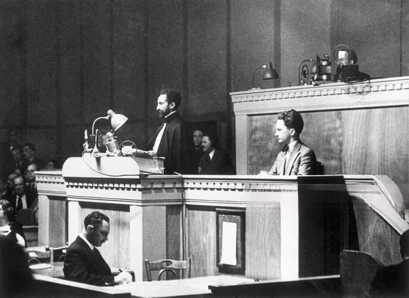 Selassie speaking at the League of Nations - Photo: https://media.gettyimages.com/