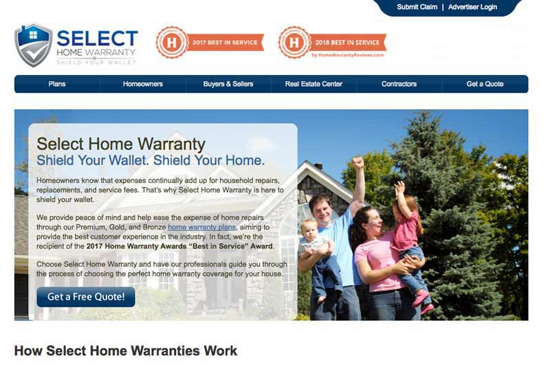Select Home Warranty Website. Photo: retirementliving.com