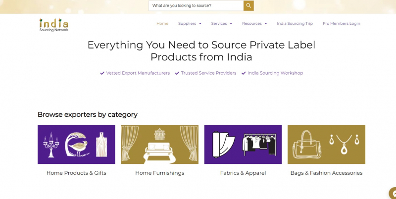 India Sourcing Network website