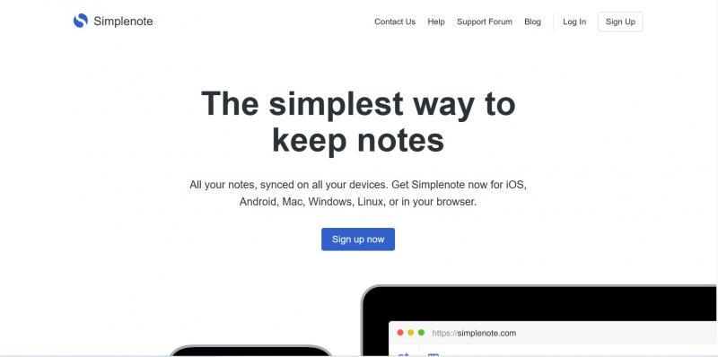Screenshot of https://simplenote.com/