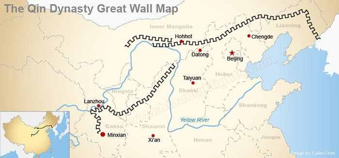 Map of the Great Wall of the Qin Dynasty - Photo: learnodo-newtonic.com