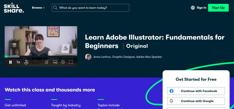 Screenshot of https://www.skillshare.com/