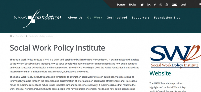 Screenshot via https://www.naswfoundation.org/Our-Work/Social-Work-Policy-Institute