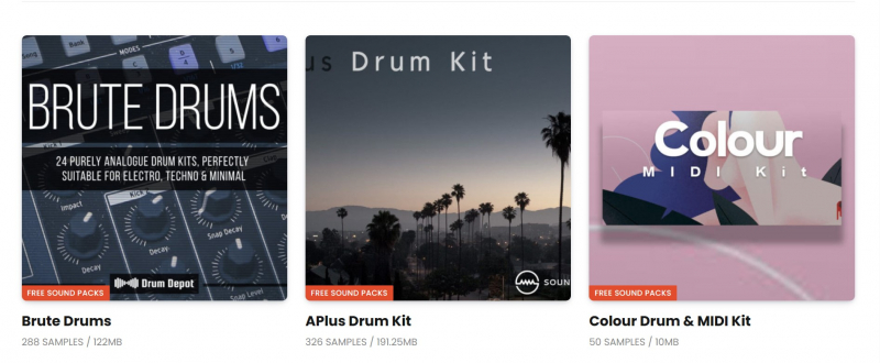 Screenshot of https://soundpacks.com/?s=drum+kits