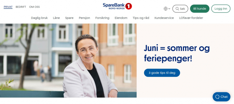 Screenshot of https://www.sparebank1.no/nord-norge/privat.html