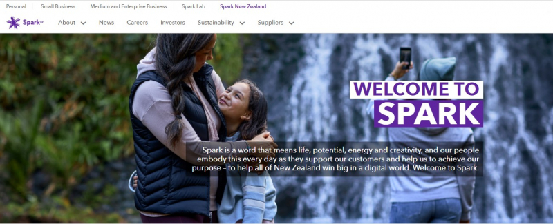 As New Zealand's largest telecommunications and digital services company, Spark New Zealand has a strong purpose: To help all New Zealanders win big in the digital world- Screenshot photo