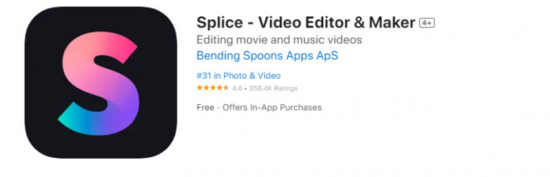 Screenshot of https://apps.apple.com/us/app/splice-free-video-editor/id409838725