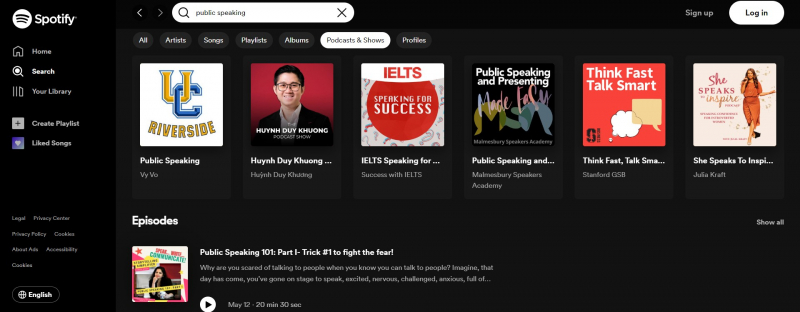 Screenshot of https://open.spotify.com/search/public%20speaking/podcastAndEpisodes