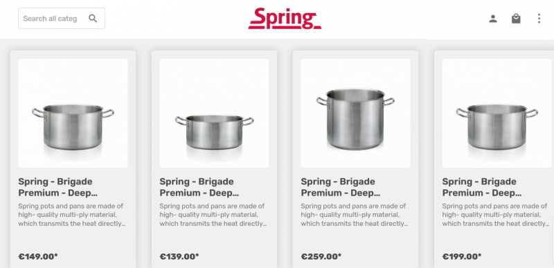 Screenshot of https://www.spring-brandshop.com/en/Gastronomy/Cookware/