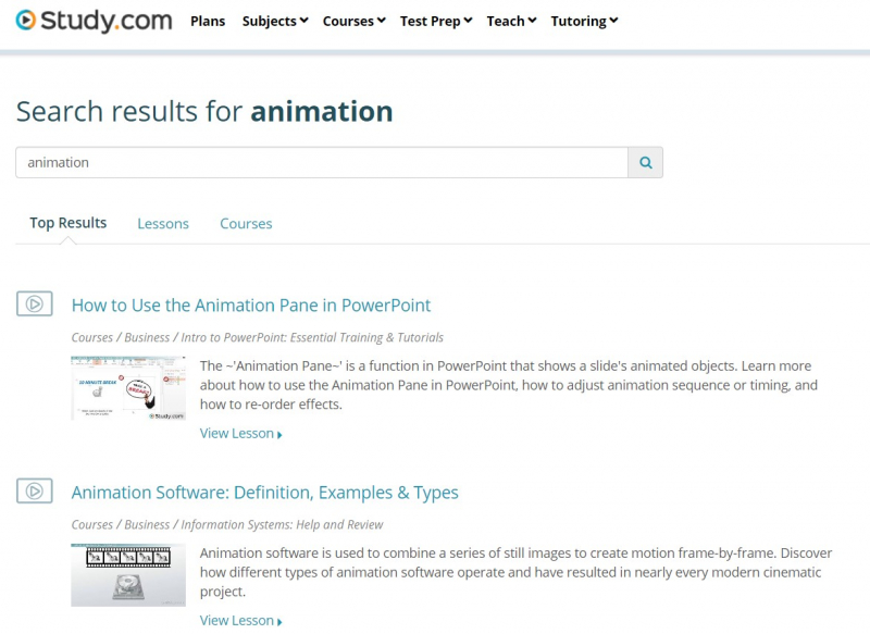 Animation courses on Study website