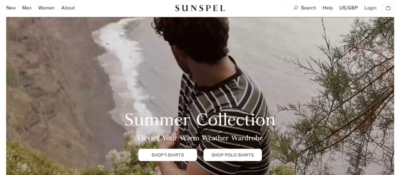 Screenshot of https://www.sunspel.com/