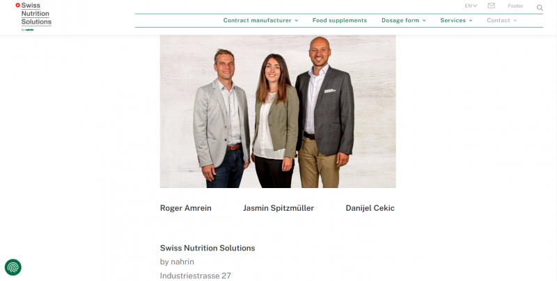 Screenshot via swissnutritionsolutions.ch/en/contact/#team
